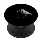 Line Art Wilson'S Snipe Oiseau et ornithologue PopSockets PopGrip Interchangeable