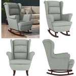 Fauteuil à bascule et pieds en bois d'hévéa Gris clair Velours - fauteuil à bascule - fauteuils à bascule - Home & Living - Gris