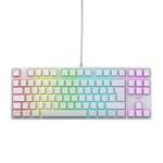 CHERRY XTRFY K4V2 TKL, Clavier De Jeu Filaire sans Pavé Numérique, Disposition Allemande (QWERTZ), Éclairage RGB, Commutateurs Mécaniques MX2A Red, Blanc