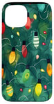 Coque pour iPhone 15 Vert Aquarelle Ethnique Lumières de Noël Motif Décor