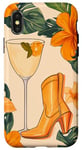 Coque pour iPhone X/XS Bottes de cowgirl côtières orange avec motif tropical martini