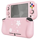 PlayVital ZealProtect Protective Case for Nintendo Switch Lite, Hard Shell Ergonomic Grip Cover for Switch Lite w/Screen Protector & Thumb Grip Caps & Button Caps - Cherry Blossoms Petals