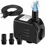 Pompe Eau Submersible, 65w 3000l / h Mini Pompe Aquarium,Ajustable Pompe Fontaine Pour Étang Fontaine Réservoir De Poissons Avec 3 Buses, Cordon De