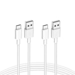 Lot de 2 Câble USB vers USB C 2M 3A 60W Blanc Câble Chargeur Câble charge rapide pour Apple MacBook Pro, iPad Pro, iPhone 15, iPhone 16, Samsung Galaxy, Google Pixel,Xiaomi,Redmi, Honor