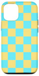 Coque pour iPhone 13 Pro Jaune et bleu à carreaux, esthétique, rétro, années 70