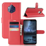 Nokia 9 Pureview      Pu Wallet Case    [Red]