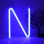 GUOCHENG Blue Neon Alphabet Letter Light LED Personalised Neon Sign Decorative Light up Words for Wedding Christmas Birthday Party Shopwindow Bar(N)