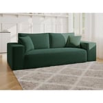 Vente-unique Canapé 3 places convertible express en velours côtelé vert sapin - Couchage 140 cm - Matelas 14 cm avec mémoire de forme - AMELIA