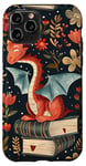 Coque pour iPhone 11 Pro Motif de ver de bibliothèque Cute Dragon Books Cottagecore