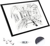 Tablette Artistes Lumineuse Ultra-Mince Portable Planche À Dessin LED Copie Board 3 Niveaux De Luminosité Stepless Dimming Avec Câble USB Pour Tatouage Animation Pochoir Visualisation Aux Rayons X,A3