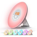 WE Radio Réveil Lumineux Lampe de Chevet Réveil Lumière LED Tactile Contrôle Sunrise, Sunset, Snooze, 6 Sons Naturels, 7 Couleurs, 10 Niveaux de Luminosité pour Bébé Enfant Adult avec Adaptateur - Neuf