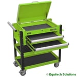 Mobile Tool Parts Trolley 2 Drawers Lockable Top Hi Vis Green Sealey AP760MHV