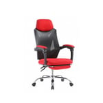 Abitare - Chaise gamer pivotante en tissu gris et rouge à hauteur réglable et avec accoudoirs et appui-tête