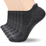 coskefy Sports Socks Cotton Trainer Socks for Men Women Cushioned Ankle Running Socks Athletic Walking Socks, UK 12-15/ EU 47-50, Dark Grey (M03)