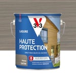 V33 Lasure Bois extérieur Poivre satin - Haute Protection 8 ans - Haute résistance hydrofuge et anti-UV - Résiste aux variations du bois - Ecolabel, résine d'origine végétale - 2,5L