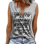 heekpek Women Vest Tops V Neck Casual Summer Tee Tops Sleeveless Cotton Graphic Print Ladies Vests Tank Tops, Grey, Size XXL