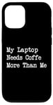 iPhone 15 My Laptop Needs Coffee More Than Me Funny Tech Quote Case