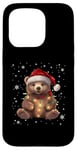 Coque pour iPhone 15 Pro Ours de Noël Lumières de Noël Père Noël Ours en peluche Noël