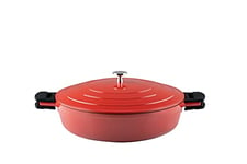 Kelomat, 3545-385 Sauteuse en céramique avec fond en acier thermique pour cuisinière et four Rouge Ø 28 cm 60,5 x 34,5 x 21 cm