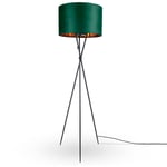 Suspension Lampadaire Trépied Salon Abat-Jour Velours Monochrome E27 Lampadaire - Noir, Vert Or (Ø45,5 cm) - Paco Home