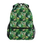 LNLN Frogs on Leaves Green 2 Mochilas College School Book Bag Viajes Senderismo Camping Daypack