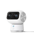 eufy Security Indoor Cam S350 Caméra de sécurité intérieure 4K UHD avec Zoom 8 x et PTZ à 360 °, idéale pour Moniteur de bébé/Appareil Photo pour Animaux domestiques/Chiens/sécurité à Domicile, IA