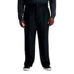 Haggar Men's Cool 18 Pro Classic Fit Pleat Front Hidden Expandable Waist Pant-Regular and Big & Tall Sizes Casual, Black-Bt, 56W x 30L