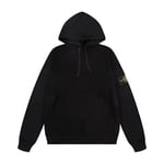 Sten Trendig amerikansk Stone Island-emblem Huvtröja i ren bomull för män och kvinnor High Street Loose Coat Hoodie black