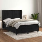 Lit � sommier tapissier avec matelas Noir 140x190 cm Velours