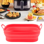 (Red)Foldable Air Fryer Reusable Silicone Fryer Basket | For Fryer | Silicone