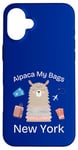 Coque pour iPhone 16 Plus Alpaca My Bags Tenue de voyage de vacances New York