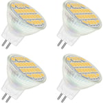 MR11 GU4 12V LED 4W Varmvitt 3000K, 350LM, 120° 35mm MR11 35W Halogen Motsvarande, AC DC 24V 12V GU4 Infälld LED-strålkastare, 4 st