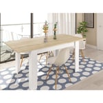 Table extensible 140x90 cm chêne clair et blanc mat Chêne clair/blanc