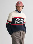 GANT Vintage Graphic Crew Neck Jumper, Evening Blue/Multi