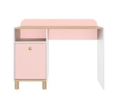 Bureau 1 porte 1 niche ROMY imitation chêne, rose et blanc