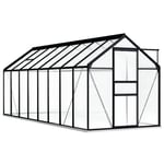 vidaXL Växthus med basram antracit aluminium 9,31 m² 48220