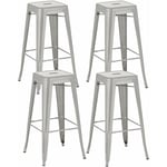 Décoshop26 - Lot de 4 tabourets de bar style industriel avec repose-pieds en métal argenté