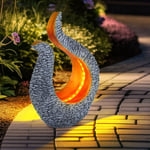 Lampe solaire décoration de jardin sculpture solaire aspect pierre lampe solaire design or, gris, led blanc chaud, LxlxH 23,5x11x34,5 cm