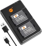 Lot de 2 chargeurs de Batterie DMW-BCM13E DMW-BCM13PP (1800 mAh/3,7 V) compatibles avec Panasonic Lumix DMC-LZ40, DMC-TZ40, DMC-TZ55, DMC-TZ60, DMC-ZS27, DMC-ZS30, DMC-ZS35, DMC-ZS40, DMC-ZS50