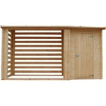 Abri de jardin 1,1 m2 + Abri à bûches 3.8 m3 – extérieures H199 x 348 x 146 cm - Chalet pour vélos / Bucher / Abri conteneur Timbela M205