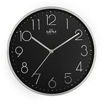 MPM Quality Horloge Murale Design métallique Elegance en Aluminium, Noir, Chiffres avec Effet 3D, Mouvement à Quartz, Horloge Murale Ronde, Moderne, décoration Murale, Horloge Murale, décoration