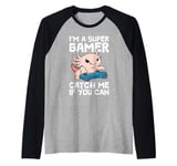 Gaming I'M A SUPER GAMER CATCH ME IF YOU CAN Children Raglan Baseball Tee