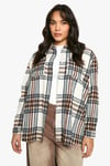 Womens Plus Checked Oversized Shirt - White - 26, White