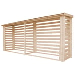 Double Abri Bûches 4 m² TIMBELA - Abri pour bois de chauffage - 112 x 450 cm - M203