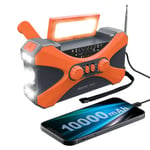 10000mAh solardriven nödhandvevradio, med ström för handvev, ficklampa, USB-multifunktionsradio, orange orange