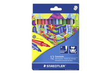 STAEDTLER Noris colour - färgpenna - svart, röd, blå, grön, ljusblå, orange, magenta, persika, Van Dyck-brun, ljusgul, mörkt malvafärgad, pilgrön (paket om 12)