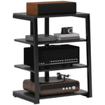 HOMCOM HiFi Rack Stand w/ Power Strip Rack 4-Tier Record Player Stand Black