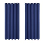 PONY DANCE Navy Curtains Living Room - Short Blackout Bedroom Curtain Panels with Eyelets for Room Darken & Sunlight Blocking & Noise Reducing for Boys' Room, 2 Pieces, Blue, W 66" x L 54"