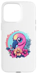 Coque pour iPhone 15 Pro Max Flamant rose avec fleurs tropicales