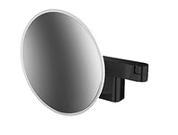 Emco Evo Miroir de Rasage et cosmétique à LED avec Connexion directe - Miroir cosmétique Rond avec éclairage pour Montage Mural - Grossissement 5X - Noir